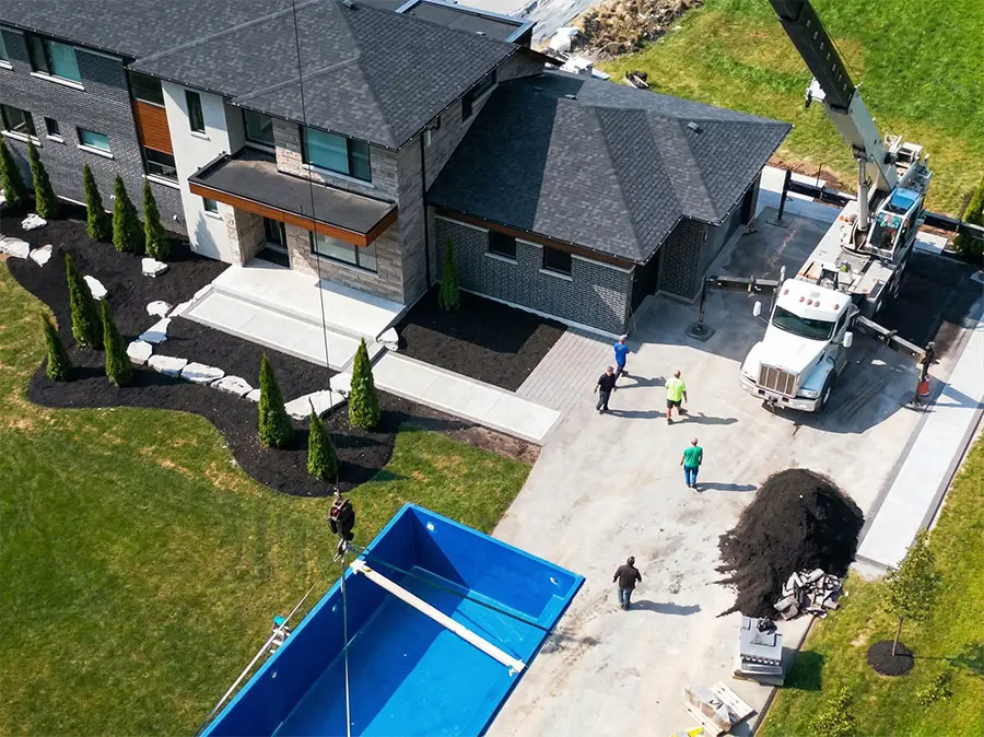 Backyard hardscape and patio construction
