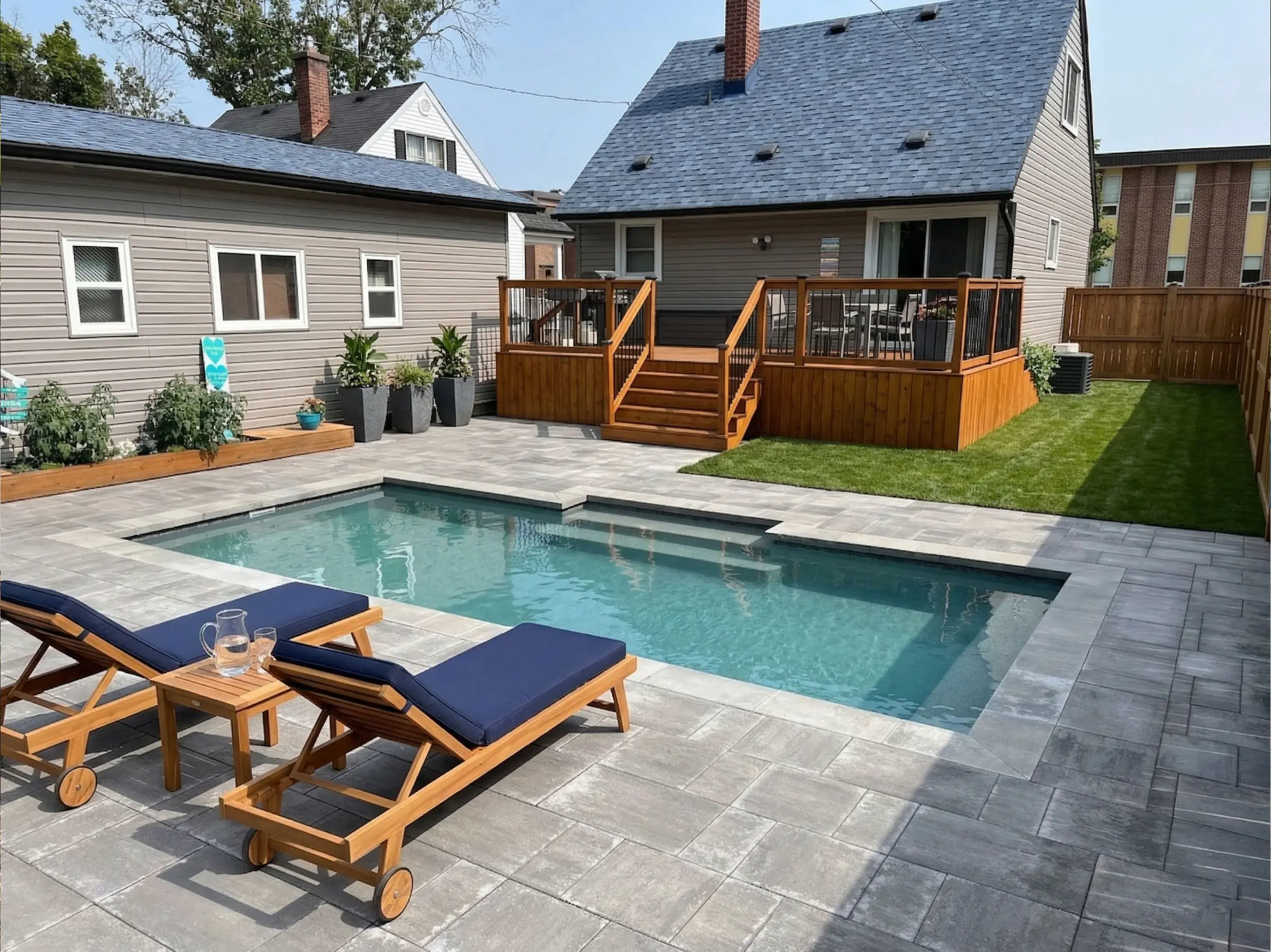 On-site pool or patio construction — project progress photo.